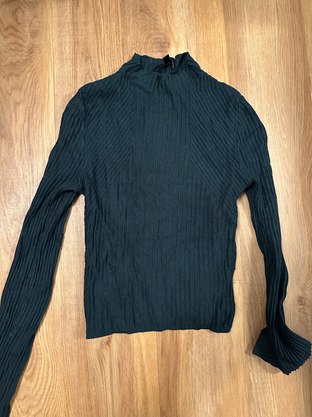 Dynamite Forest Green Ribbed Long-Sleeve Mock Neck Top